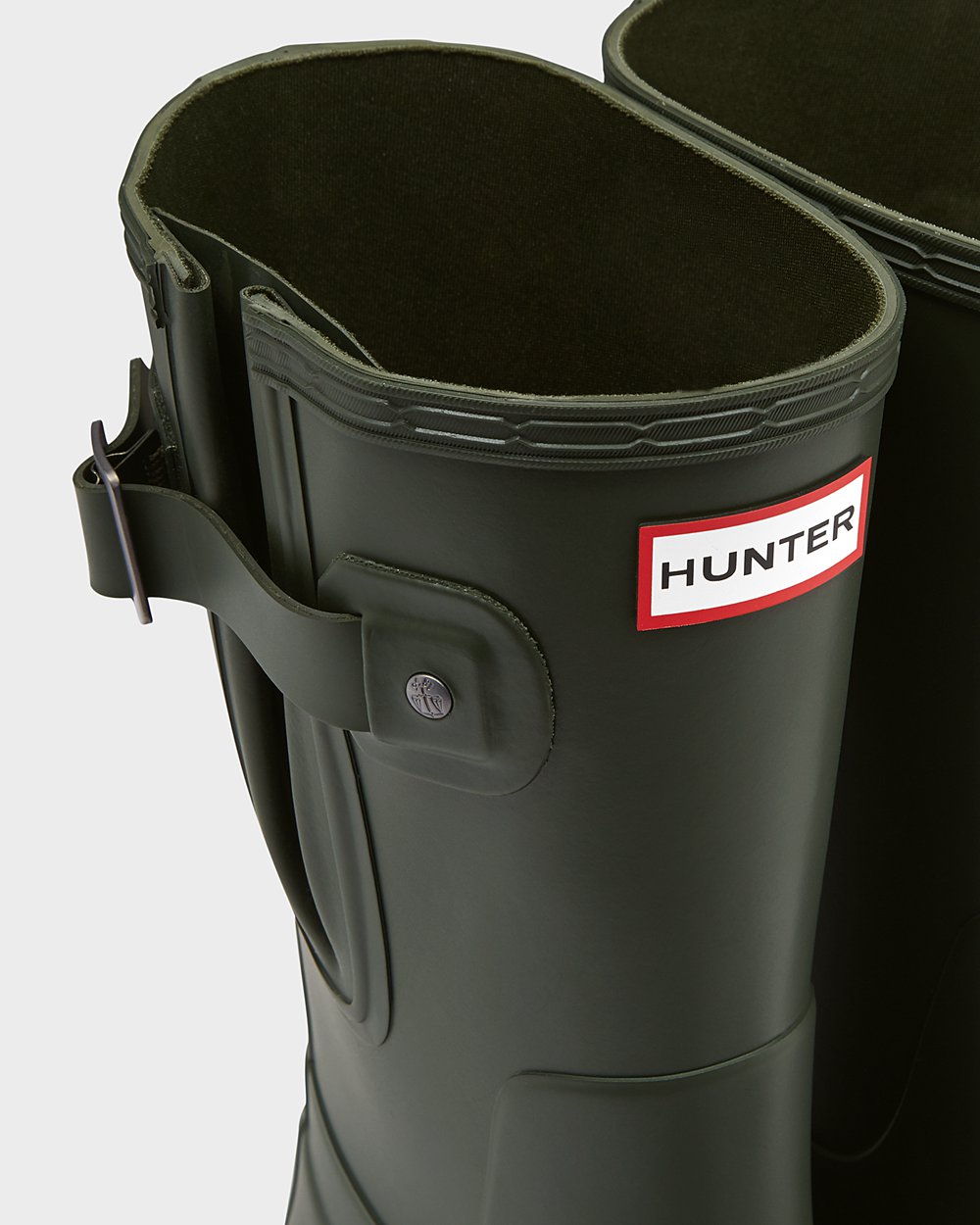 Hunter Original Side Adjustable Short Rain Boots - Online Mens Dark Olive - QZPRWO682